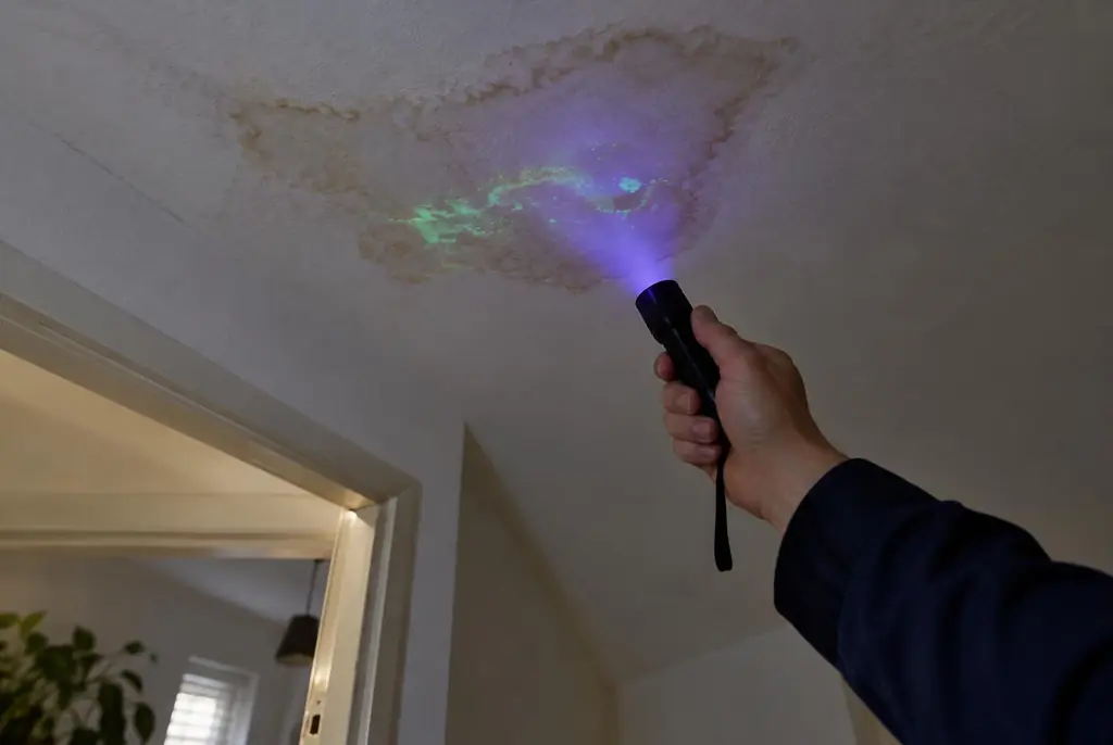 Lekdetectie Den Bosch – kleurstof controleren op het plafond met uv-licht