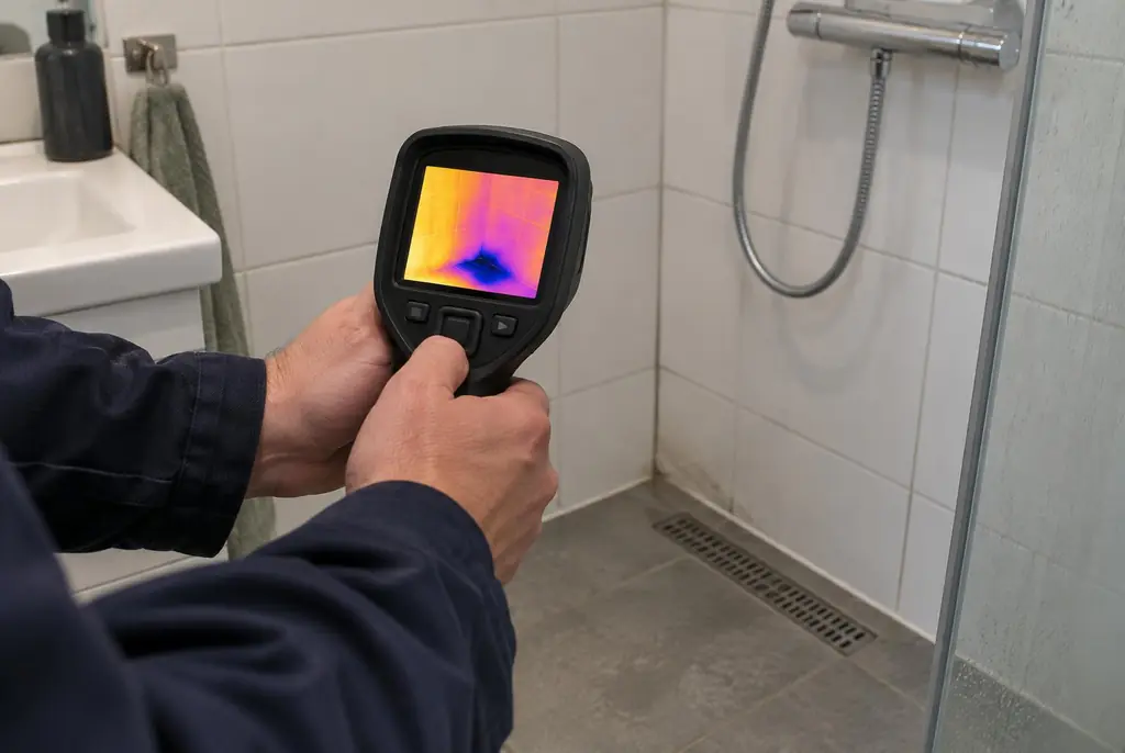 Lekdetectie Den Bosch – lekdetectiespecialist met warmtebeeldcamera in een badkamer
