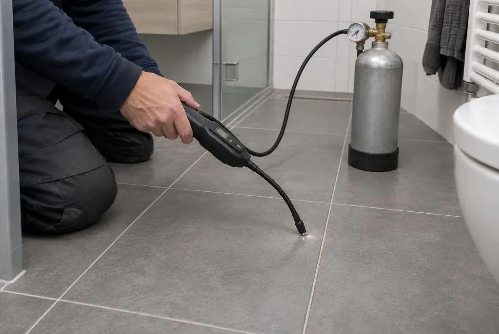Lekdetectie Den Bosch – technicus spoort met tracergas een lekkage op in de vloer
