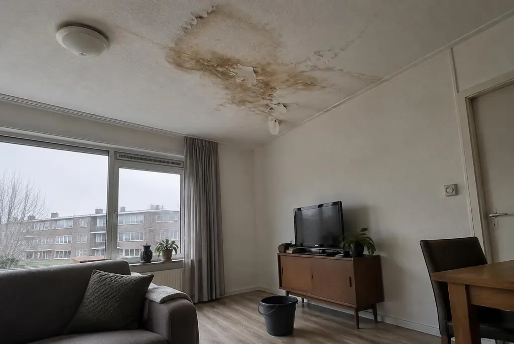 Lekdetectie Den Bosch – vochtplek op het plafond onder een badkamer